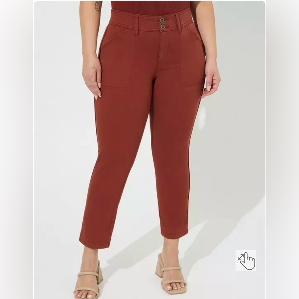 Torrid Aviator Stretch Twill Crop Pants Size 16 Rust Mid Rise - Picture 3 of 9